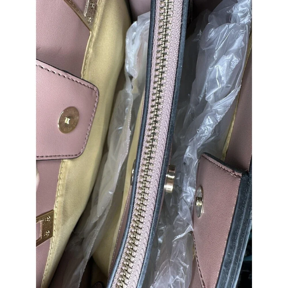 Gramercy & Grand Satchel Bag Womens Medium Pink Faux Leather Vegan Zip Purse